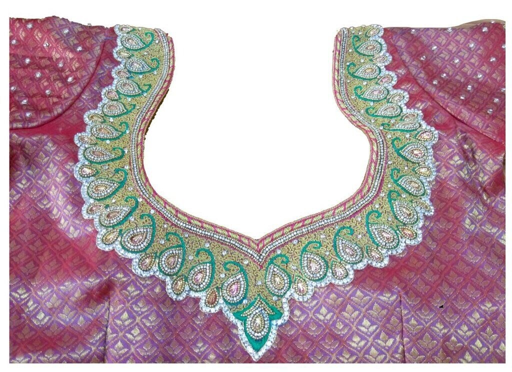 5Womens Hand Embroidery Maggam Work Blouse (Red Colour)